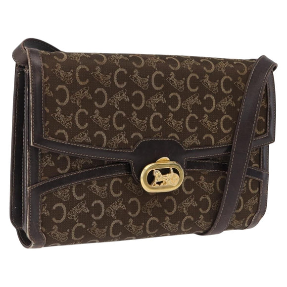 CELINE C Sulky Shoulder Bag Brown Gold Auth 207864
