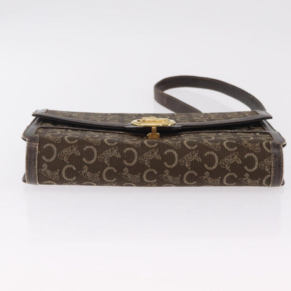 CELINE C Sulky Shoulder Bag Brown Gold Auth 207864