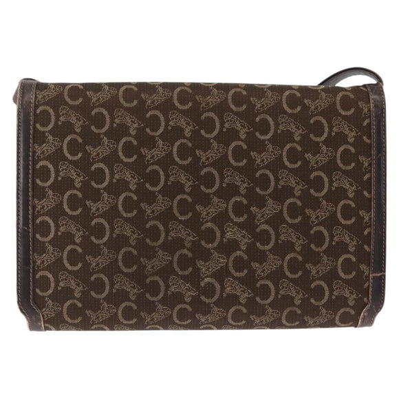 CELINE C Sulky Shoulder Bag Brown Gold Auth 207864