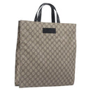 GUCCI GG Supreme Hand Bag PVC Beige Silver 456217 Auth 207865A-1