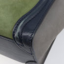 CELINE Luggage Nano Shopper Hand Bag Leather 2way Navy Gold Auth 207866A-18