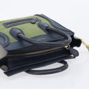 CELINE Luggage Nano Shopper Hand Bag Leather 2way Navy Gold Auth 207866A-7