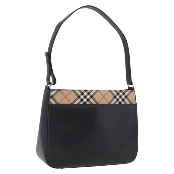BURBERRY Shoulder Bag Leather Black Silver Auth 207869A