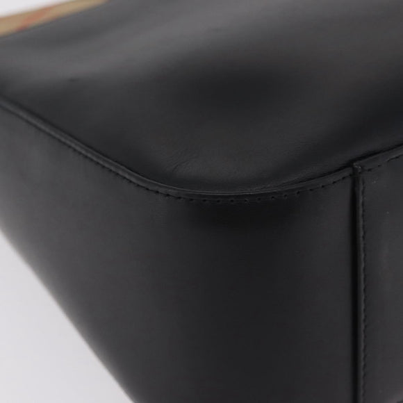 BURBERRY Shoulder Bag Leather Black Silver Auth 207869A