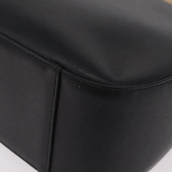 BURBERRY Shoulder Bag Leather Black Silver Auth 207869A