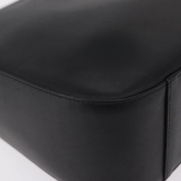 BURBERRY Shoulder Bag Leather Black Silver Auth 207869A