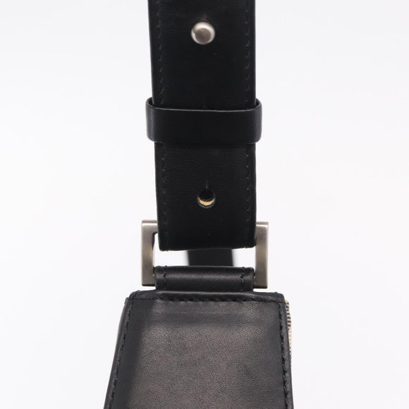 BURBERRY Shoulder Bag Leather Black Silver Auth 207869A