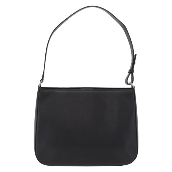 BURBERRY Shoulder Bag Leather Black Silver Auth 207869A