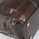 LOEWE Amazona 28 Hand Bag Patent Brown Silver Auth 207870A-16