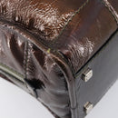 LOEWE Amazona 28 Hand Bag Patent Brown Silver Auth 207870A-18