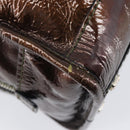LOEWE Amazona 28 Hand Bag Patent Brown Silver Auth 207870A-8
