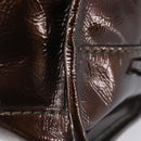 LOEWE Amazona 28 Hand Bag Patent Brown Silver Auth 207870A-9