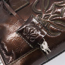 LOEWE Amazona 28 Hand Bag Patent Brown Silver Auth 207870A-20