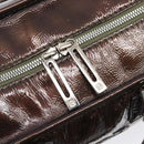 LOEWE Amazona 28 Hand Bag Patent Brown Silver Auth 207870A-21