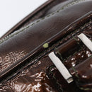 LOEWE Amazona 28 Hand Bag Patent Brown Silver Auth 207870A-10