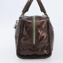 LOEWE Amazona 28 Hand Bag Patent Brown Silver Auth 207870A-3