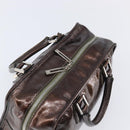 LOEWE Amazona 28 Hand Bag Patent Brown Silver Auth 207870A-6