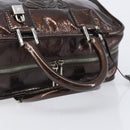 LOEWE Amazona 28 Hand Bag Patent Brown Silver Auth 207870A-7
