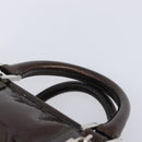 LOEWE Amazona 28 Hand Bag Patent Brown Silver Auth 207870A-14