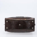 LOEWE Amazona 28 Hand Bag Patent Brown Silver Auth 207870A-5