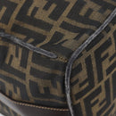 FENDI Zucca Canvas Vanity Cosmetic Pouch Brown Gold Tone Auth 207871-15