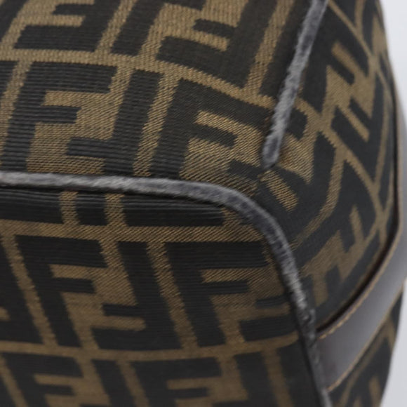 FENDI Zucca Canvas Vanity Cosmetic Pouch Brown Gold Tone Auth 207871