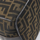 FENDI Zucca Canvas Vanity Cosmetic Pouch Brown Gold Tone Auth 207871-12