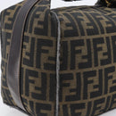FENDI Zucca Canvas Vanity Cosmetic Pouch Brown Gold Tone Auth 207871-8