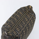 FENDI Zucca Canvas Vanity Cosmetic Pouch Brown Gold Tone Auth 207871-15