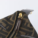 FENDI Zucca Canvas Vanity Cosmetic Pouch Brown Gold Tone Auth 207871-16