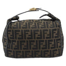 FENDI Zucca Canvas Vanity Cosmetic Pouch Brown Gold Tone Auth 207871-2