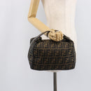 FENDI Zucca Canvas Vanity Cosmetic Pouch Brown Gold Tone Auth 207871-25