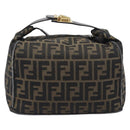 FENDI Zucca Canvas Vanity Cosmetic Pouch Brown Gold Tone Auth 207871-3
