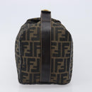 FENDI Zucca Canvas Vanity Cosmetic Pouch Brown Gold Tone Auth 207871-4