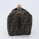FENDI Zucca Canvas Vanity Cosmetic Pouch Brown Gold Tone Auth 207871-5