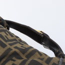 FENDI Zucca Canvas Vanity Cosmetic Pouch Brown Gold Tone Auth 207871-7