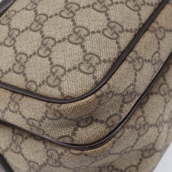 GUCCI GG Supreme Shoulder Bag PVC Beige Silver 114531 Auth 207872