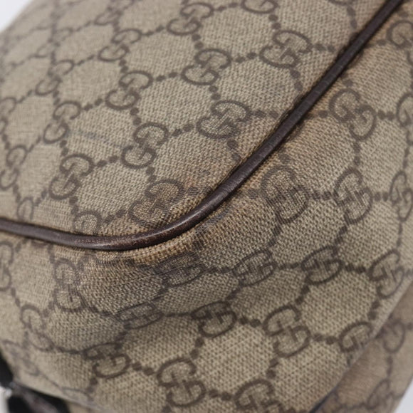 GUCCI GG Supreme Shoulder Bag PVC Beige Silver 114531 Auth 207872