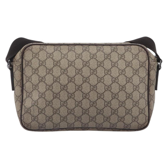 GUCCI GG Supreme Shoulder Bag PVC Beige Silver 114531 Auth 207872