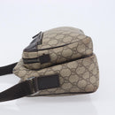 GUCCI GG Supreme Shoulder Bag PVC Beige Silver 114531 Auth 207872-5