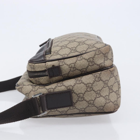 GUCCI GG Supreme Shoulder Bag PVC Beige Silver 114531 Auth 207872