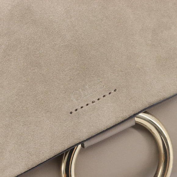 Chloe Fay Shoulder Bag Leather Suede Beige Gold Auth 207873A