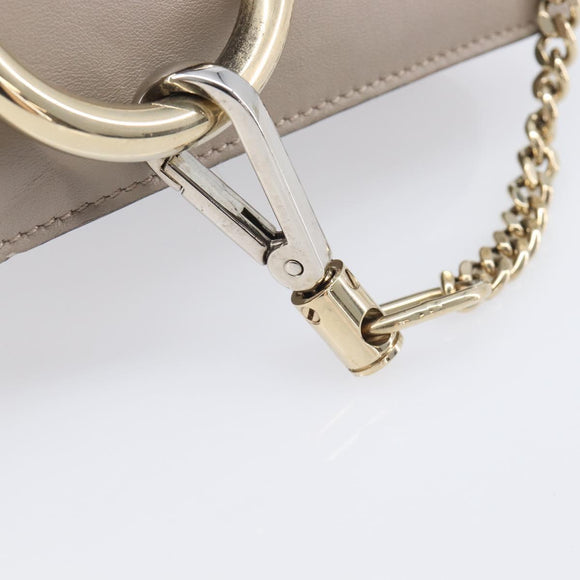 Chloe Fay Shoulder Bag Leather Suede Beige Gold Auth 207873A