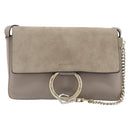Chloe Fay Shoulder Bag Leather Suede Beige Gold Auth 207873A-2