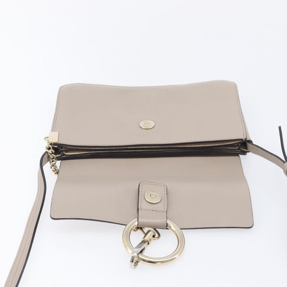 Chloe Fay Shoulder Bag Leather Suede Beige Gold Auth 207873A