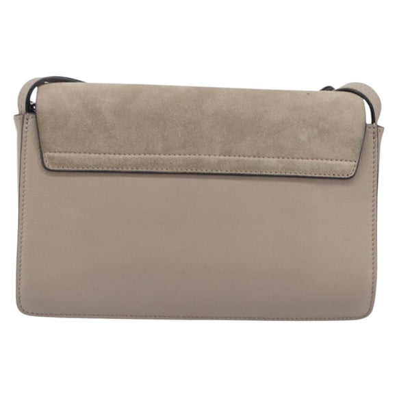 Chloe Fay Shoulder Bag Leather Suede Beige Gold Auth 207873A