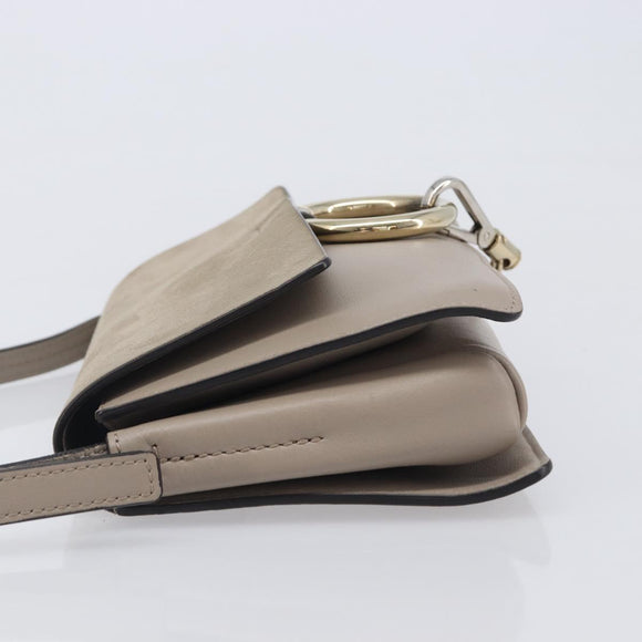 Chloe Fay Shoulder Bag Leather Suede Beige Gold Auth 207873A