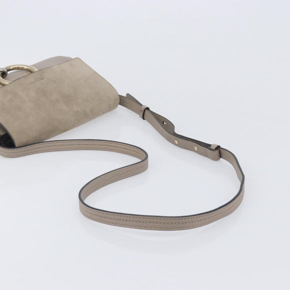 Chloe Fay Shoulder Bag Leather Suede Beige Gold Auth 207873A