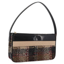 BURBERRY Nova Check Shoulder Bag Wool Brown Gold Auth 207874A-1