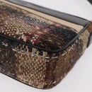 BURBERRY Nova Check Shoulder Bag Wool Brown Gold Auth 207874A-14